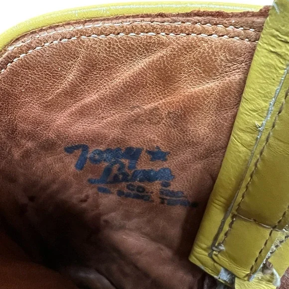 Tony Lama Vintage Yellow Western Boots with Black Toe Caps - Picture 11 of 15